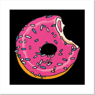 Bitten Pink Glazed Donut Posters and Art